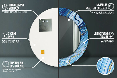 Espelho redondo decorativo Marmoreio azul