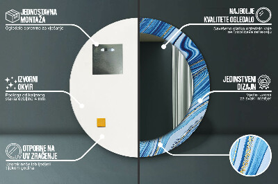 Espelho redondo decorativo Marmoreio azul