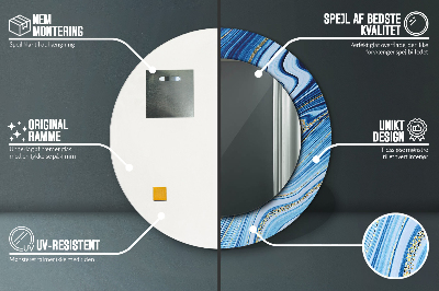 Espelho redondo decorativo Marmoreio azul