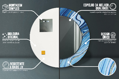 Espelho redondo decorativo Marmoreio azul