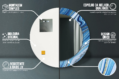 Espelho redondo decorativo Marmoreio azul