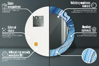 Espelho redondo decorativo Marmoreio azul