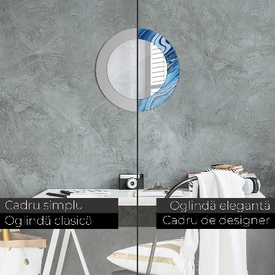 Espelho redondo decorativo Marmoreio azul