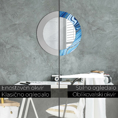 Espelho redondo decorativo Marmoreio azul