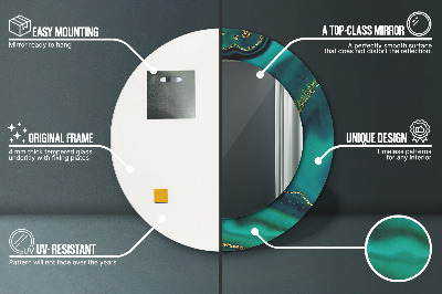 Espelho decorativo redondo Mármore esmeralda