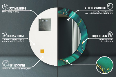 Espelho decorativo redondo Mármore esmeralda