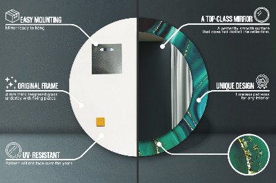 Espelho decorativo redondo Mármore esmeralda