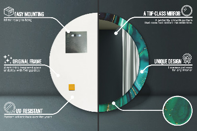 Espelho decorativo redondo Mármore esmeralda