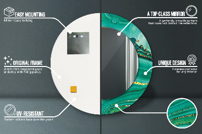 Espelho redondo decorativo Mármore de jaspe ágata