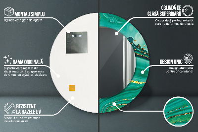 Espelho redondo decorativo Mármore de jaspe ágata