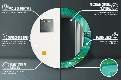 Espelho redondo decorativo Mármore de jaspe ágata