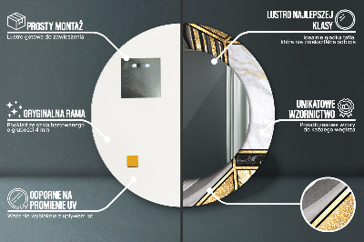 Espelho decorativo redondo Ágata mármore e ouro