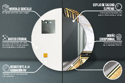 Espelho decorativo redondo Ágata mármore e ouro