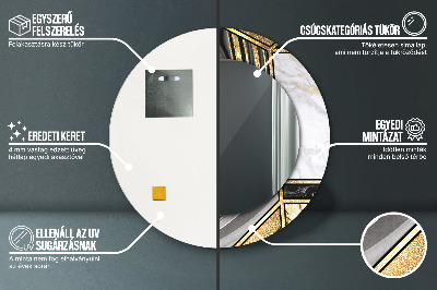 Espelho decorativo redondo Ágata mármore e ouro