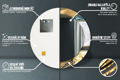 Espelho decorativo redondo Ágata mármore e ouro