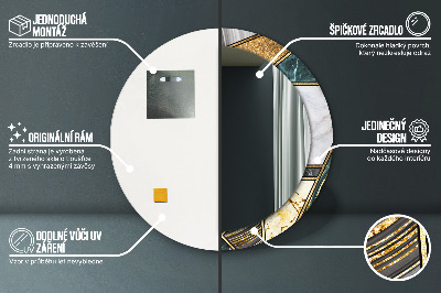 Espelho decorativo redondo Ágata mármore e ouro