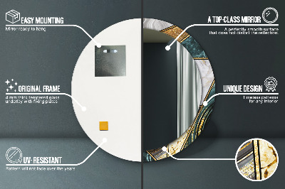 Espelho decorativo redondo Ágata mármore e ouro