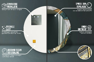 Espelho decorativo redondo Ágata mármore e ouro