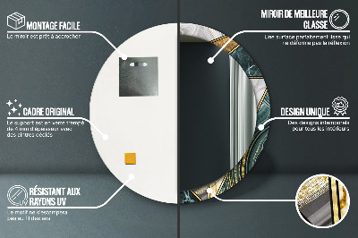 Espelho decorativo redondo Ágata mármore e ouro