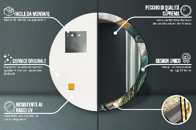 Espelho decorativo redondo Ágata mármore e ouro