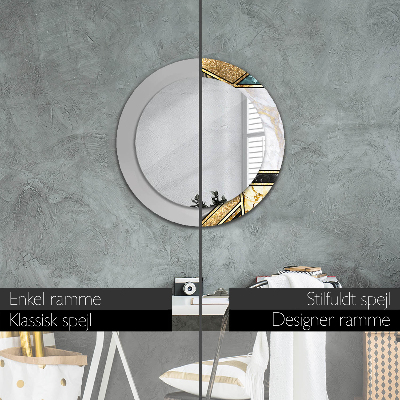 Espelho decorativo redondo Ágata mármore e ouro