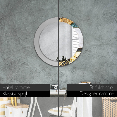 Espelho decorativo redondo Ágata mármore e ouro