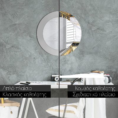 Espelho decorativo redondo Ágata mármore e ouro