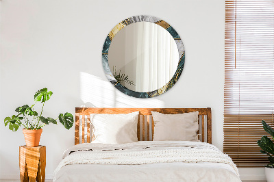 Espelho decorativo redondo Ágata mármore e ouro