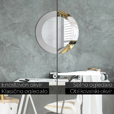 Espelho decorativo redondo Ágata mármore e ouro