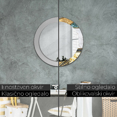 Espelho decorativo redondo Ágata mármore e ouro