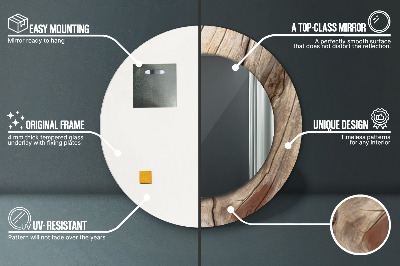 Espelho redondo decorativo Madeira rachada