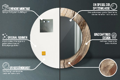 Espelho redondo decorativo Madeira rachada