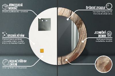 Espelho redondo decorativo Madeira rachada