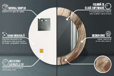 Espelho redondo decorativo Madeira rachada