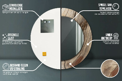 Espelho redondo decorativo Madeira rachada