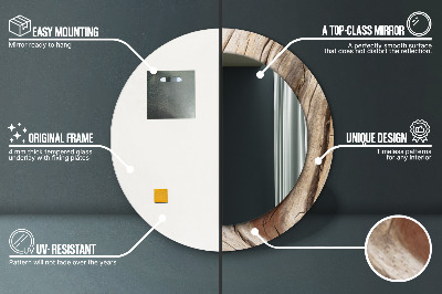 Espelho redondo decorativo Madeira rachada