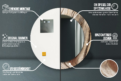 Espelho redondo decorativo Madeira rachada