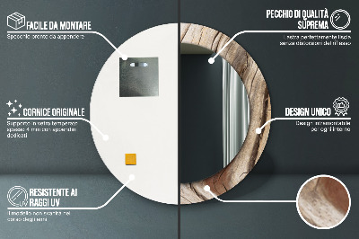 Espelho redondo decorativo Madeira rachada