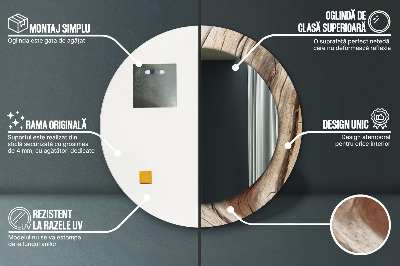 Espelho redondo decorativo Madeira rachada