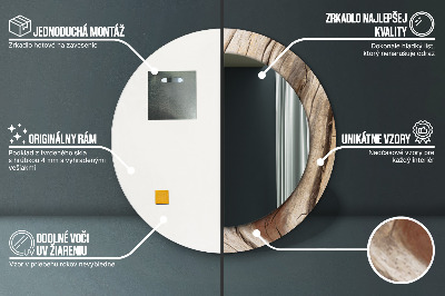 Espelho redondo decorativo Madeira rachada