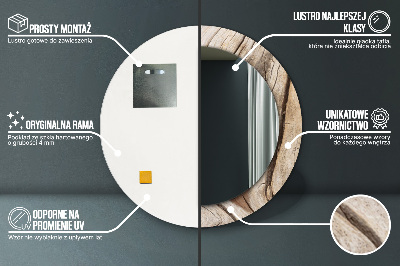 Espelho redondo decorativo Madeira rachada