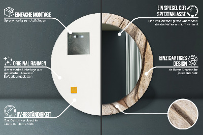 Espelho redondo decorativo Madeira rachada