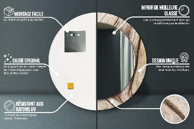 Espelho redondo decorativo Madeira rachada