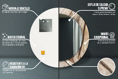 Espelho redondo decorativo Madeira rachada