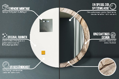 Espelho redondo decorativo Madeira rachada