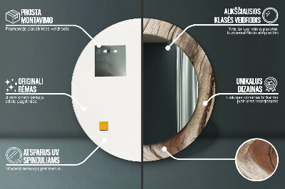 Espelho redondo decorativo Madeira rachada