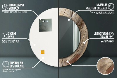 Espelho redondo decorativo Madeira rachada