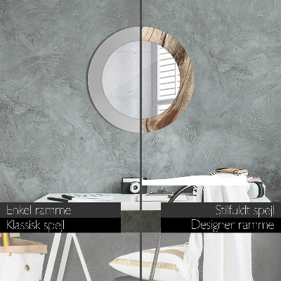 Espelho redondo decorativo Madeira rachada