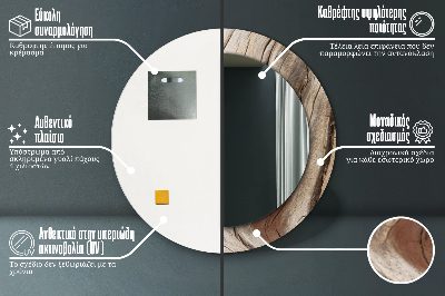 Espelho redondo decorativo Madeira rachada