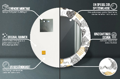 Espelho decorativo redondo Corações rabiscados
